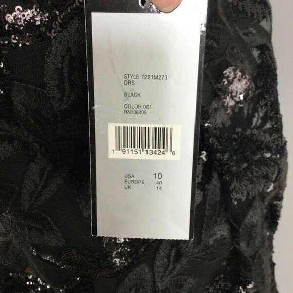 TAHARI by ASL Sequin Overlay black dress - Picture 7 of 11